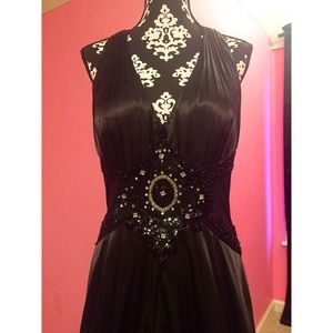 Black Halter Formal Pageant Dress - Illusion Back